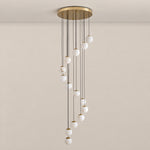 14-Light Gold Natural Alabaster Staircase Chandelier – lights off