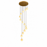 14-Light Gold Natural Alabaster Staircase Chandelier