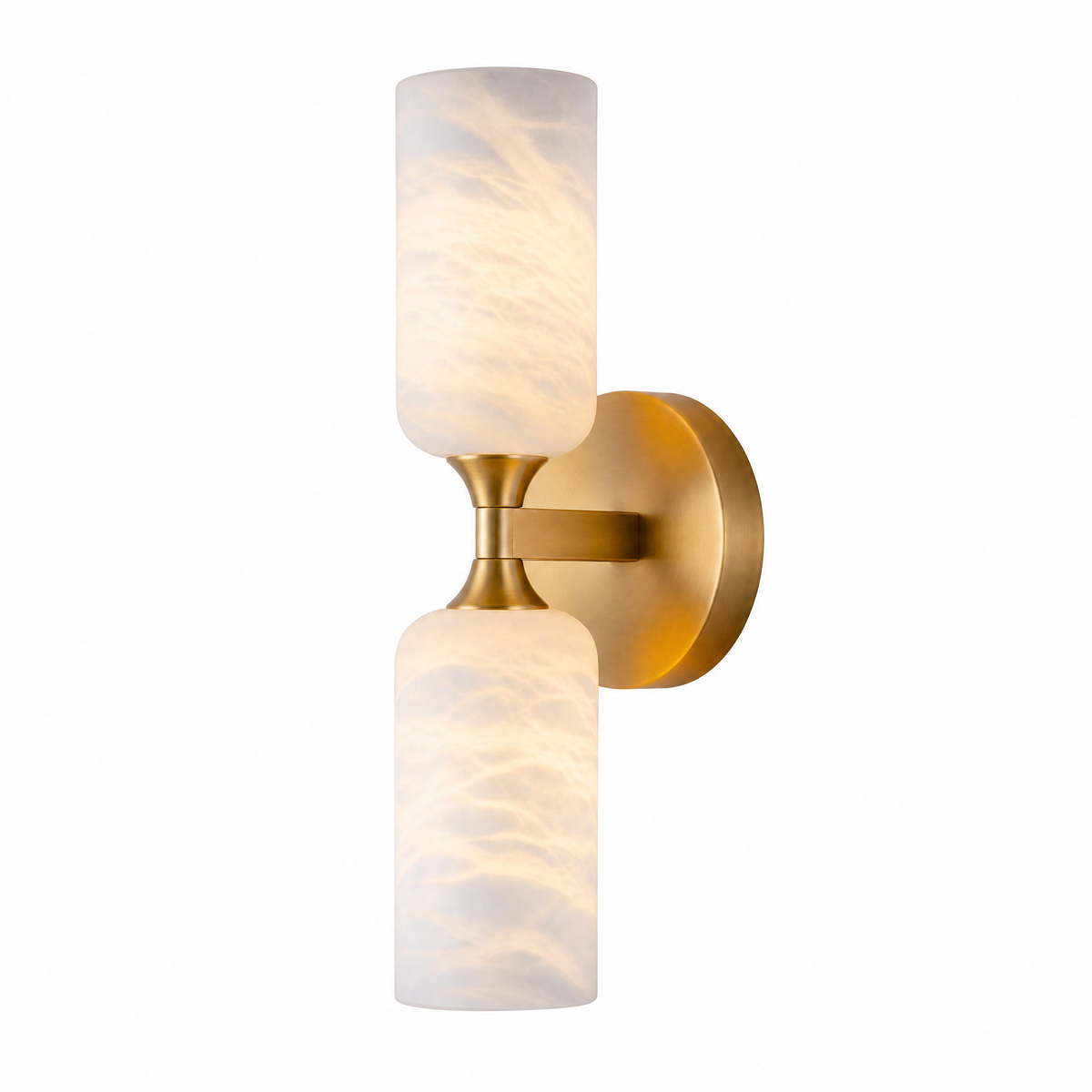 14'' Modern Spanish Alabaster and Brass Wall Sconce