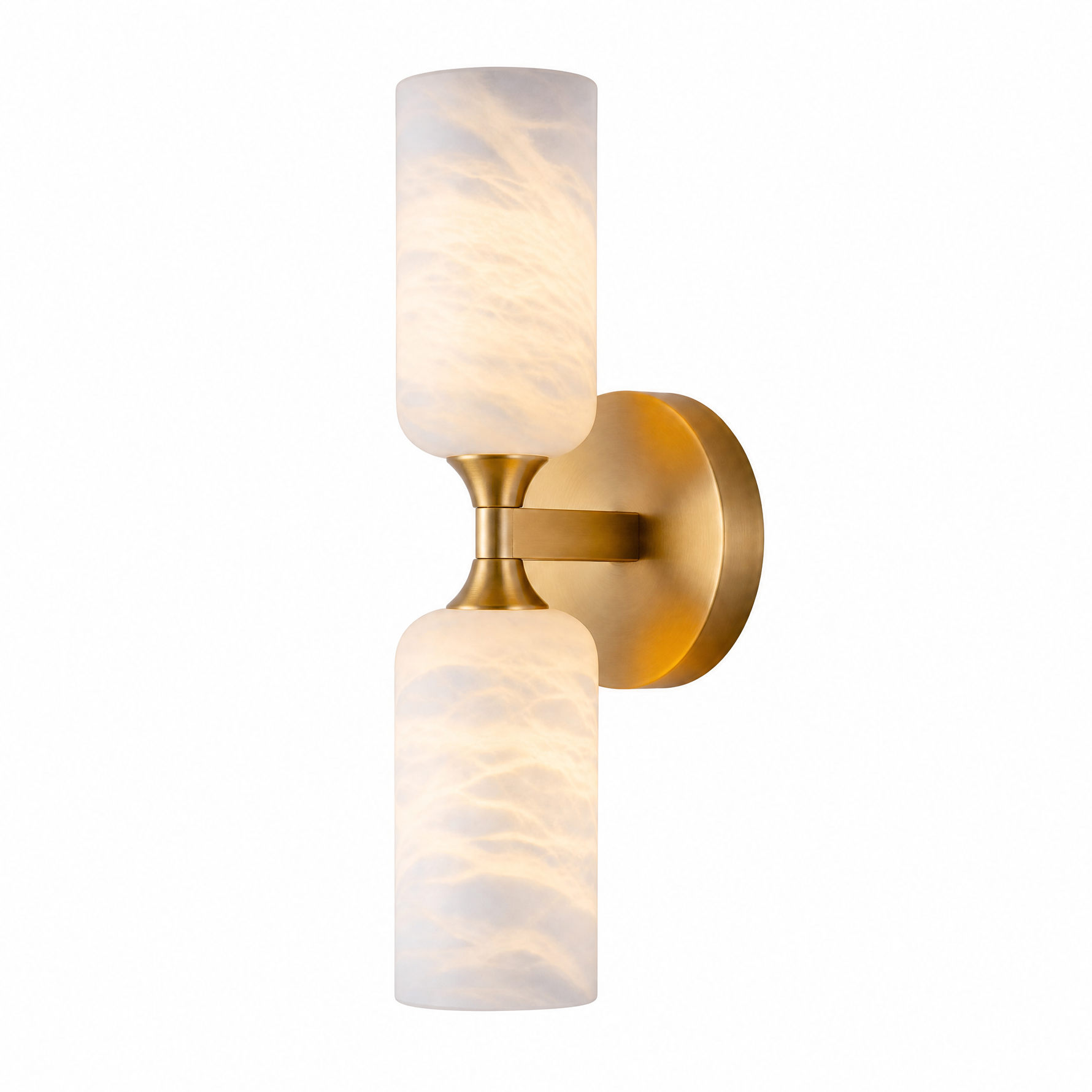 14'' Modern Spanish Alabaster and Brass Wall Sconce