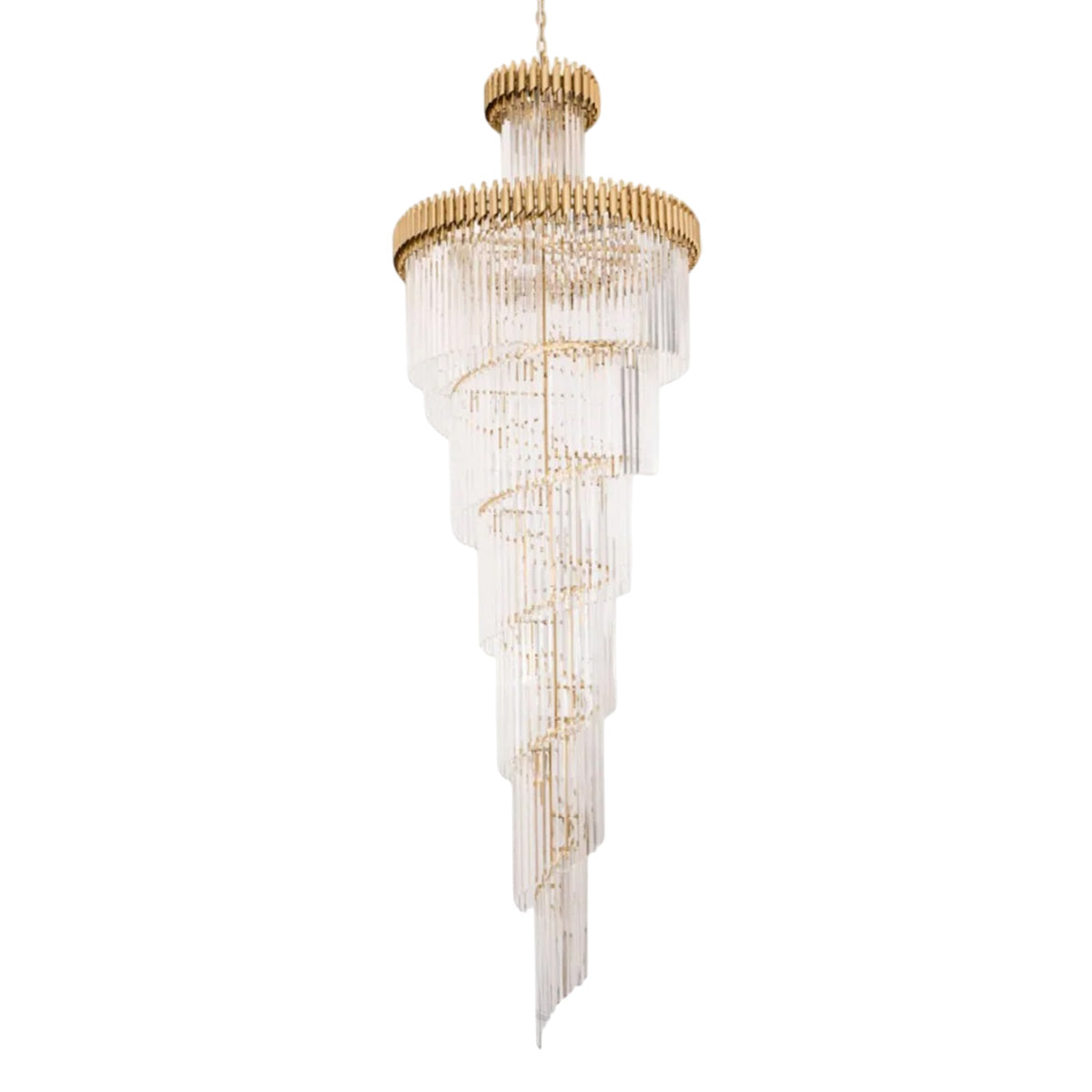 Crystal Spiral Chandelier – Gold Finish 39‑in Diameter