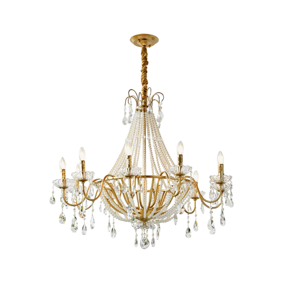 Gold Crystal Chandelier with Multi Head Luxurious Elegance