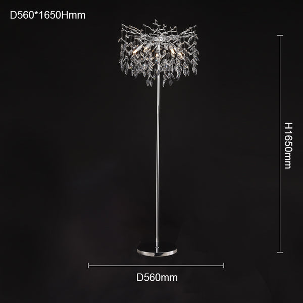 Clea Modern Gold Clear Crystal Floor Lamp For Bedroom, Living Room