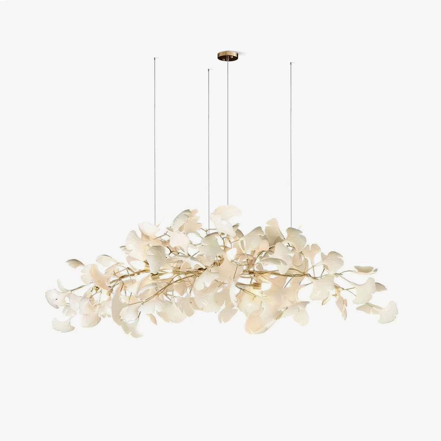 Gingko Chandelier N Luxury Ceramic Leaf Ceiling Light Gold White Nickel Finish