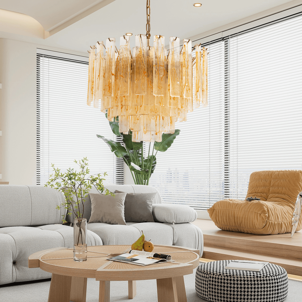 Golden Amber Murano Glass Chandelier - YIOSI