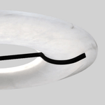 Carve Alabaster Pendant Light – Hand‑Carved Stone Shade with Black Frame