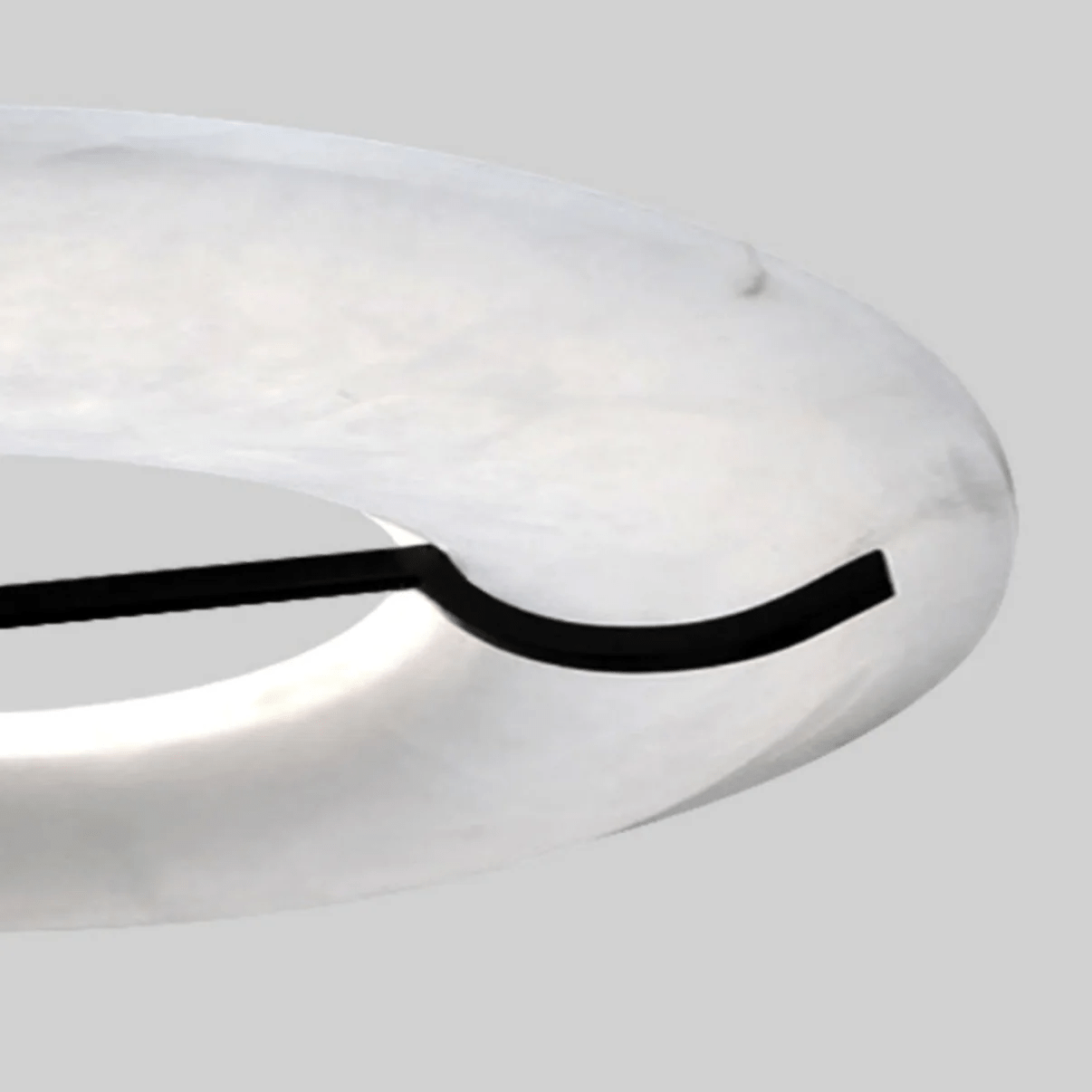 Carve Alabaster Pendant Light – Hand‑Carved Stone Shade with Black Frame