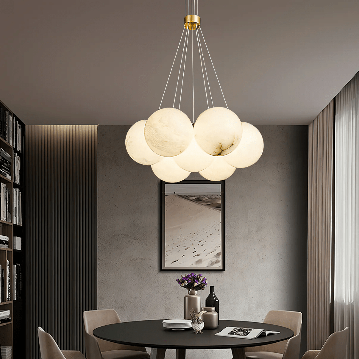 Vakkerlight Alabaster Lunar Chandelier – Modern 7‑19 Light Sphere Fixture