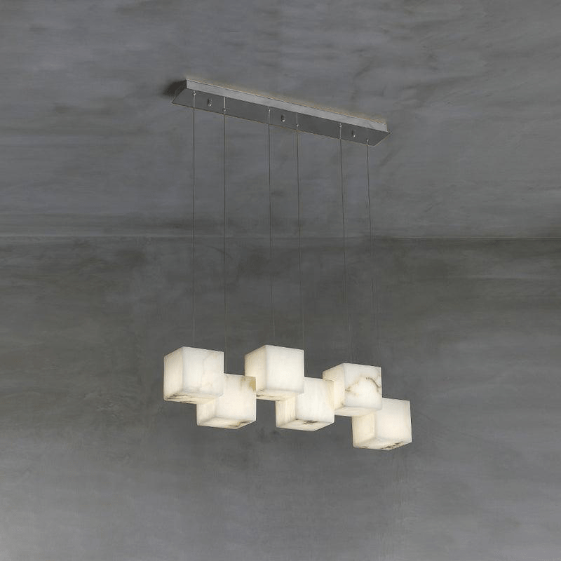 Elegant Alabaster Box Chandelier with LED or Edison Options