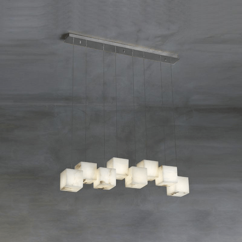 Elegant Alabaster Box Chandelier with LED or Edison Options