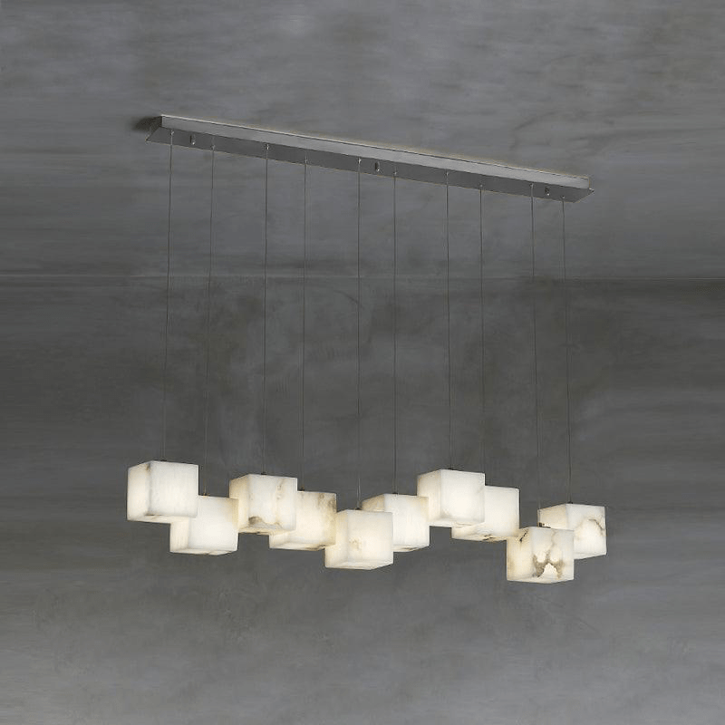 Elegant Alabaster Box Chandelier with LED or Edison Options