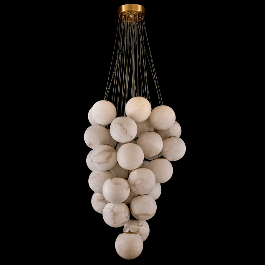Luxury Gold & White Alabaster Globe Chandelier – 39" Diameter