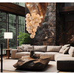 Luxury Gold & White Alabaster Globe Chandelier – 39" Diameter