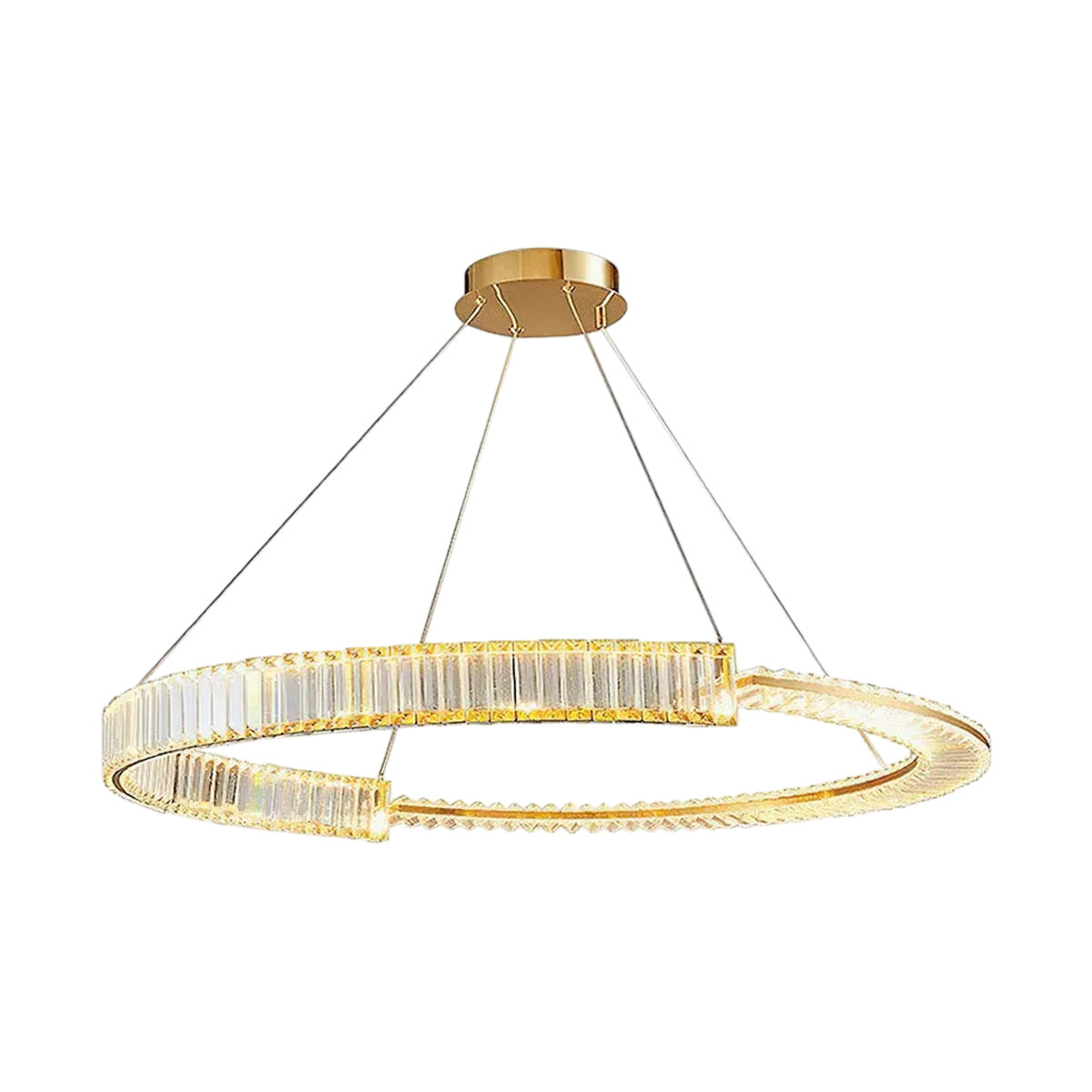 Gold Crystal LED Chandelier with Warm Cool Lights