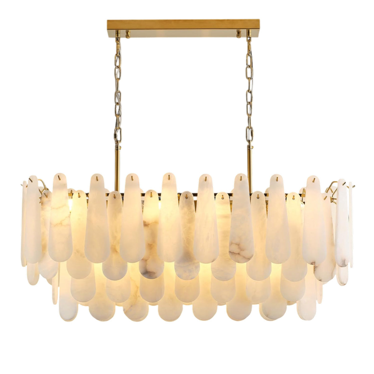 Modern Alabaster Feathery Chandelier
