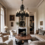 18-Light Black Tiered Candle Glass Chandelier