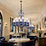 18-Light Blue Two-Tier Textured Glass Chandelier