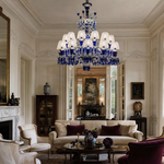 18-Light Blue Two-Tier Textured Glass Chandelier