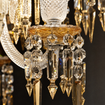 18-Light Tiered Pleated Shade Amber Crystal Chandelier