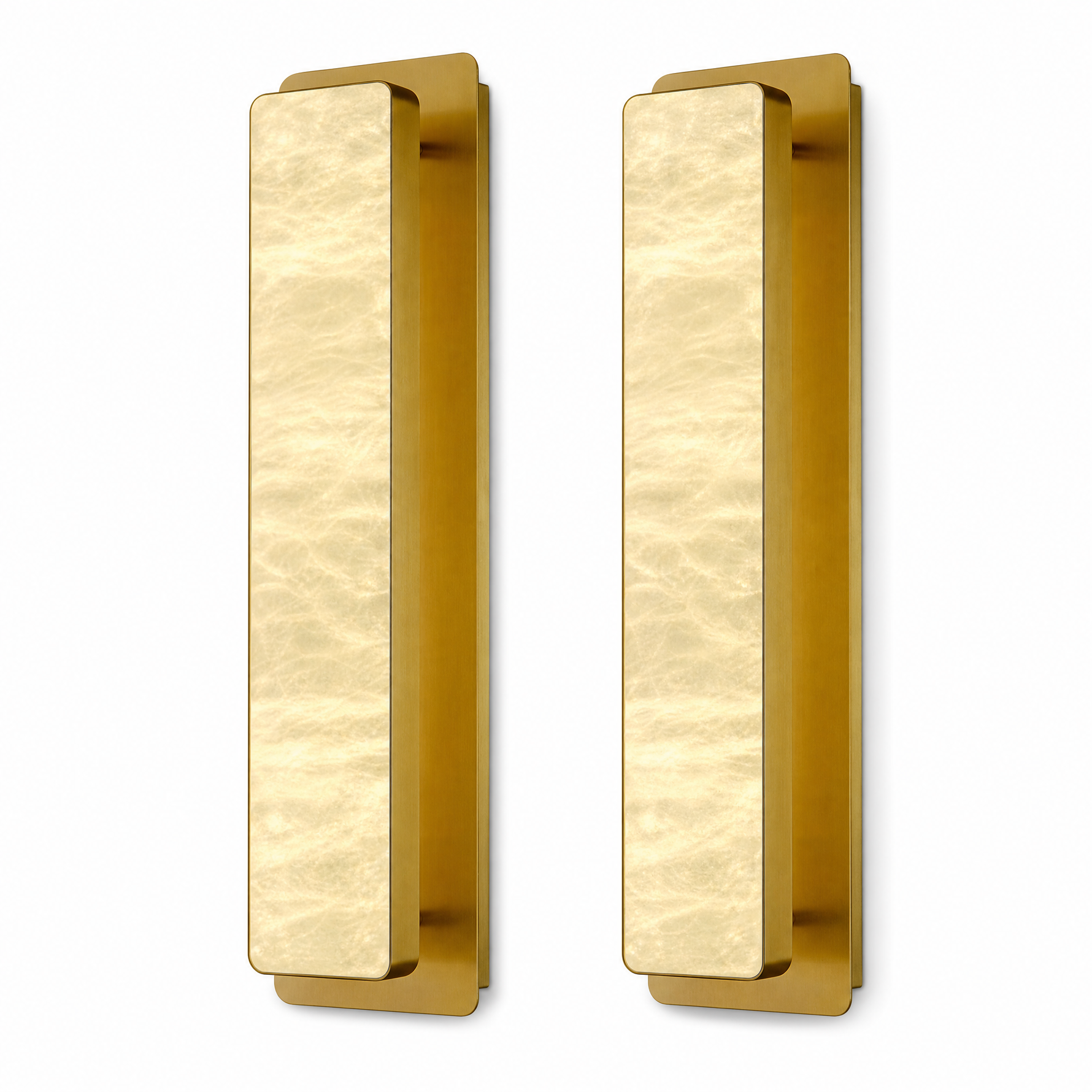 19.7" Brass Natural Alabaster Wall Sconces (Set of 2)