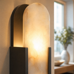 19.7" Modern Natural Alabaster Wall Sconces (Set of 2)