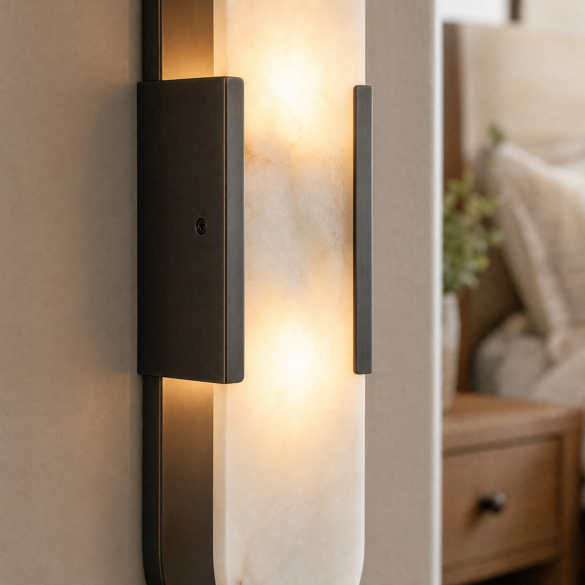 19.7" Modern Natural Alabaster Wall Sconces (Set of 2)
