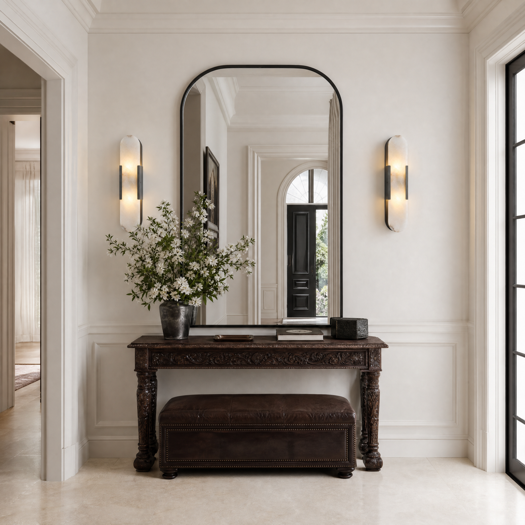 19.7" Modern Natural Alabaster Wall Sconces (Set of 2)