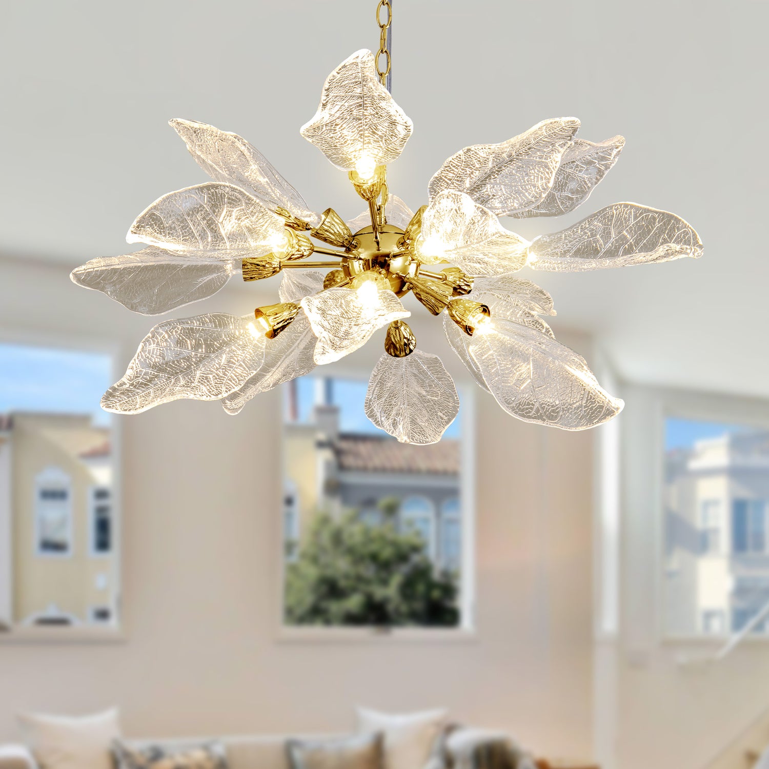 Platinum Leaf Chandelier D800 - Gold (New Color)