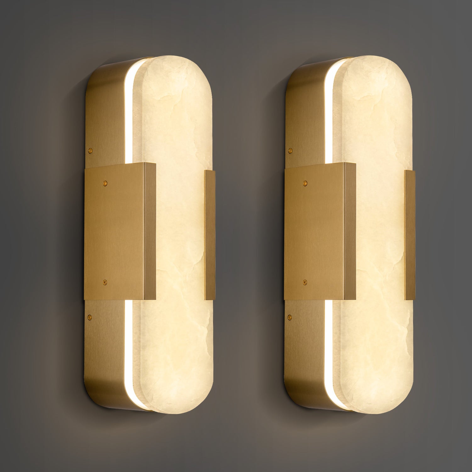 Marble Wall Sconce 350H Double - Copper