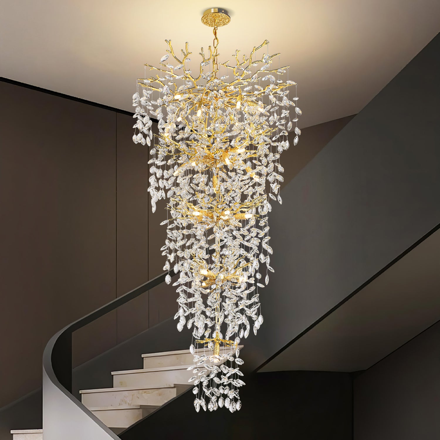 Marquise Branch Staircase Chandelier 760 - Gold (New Color)