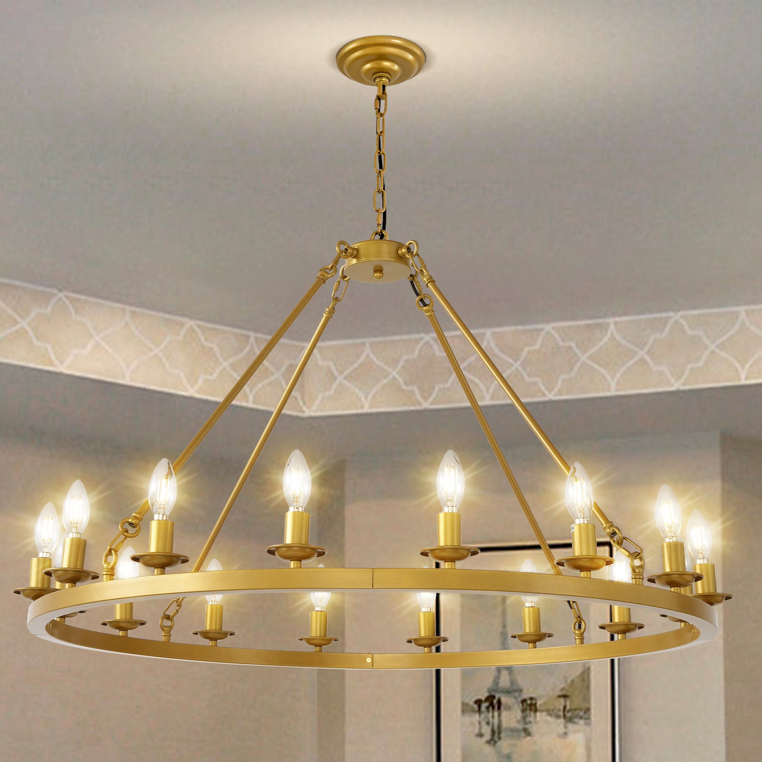 Cartwheel Chandelier 16-Light - Gold