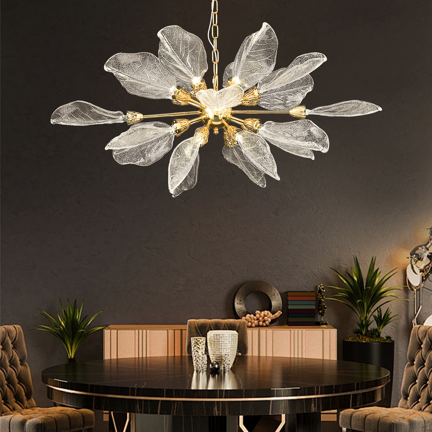 Platinum Leaf Chandelier D600 - Gold (New Color)