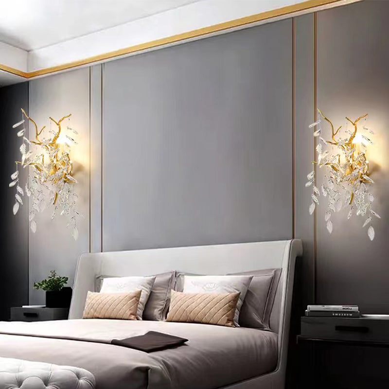 Clea Modern Stylish  Clear Crystal Wall Sconce For Bedroom, Living Room