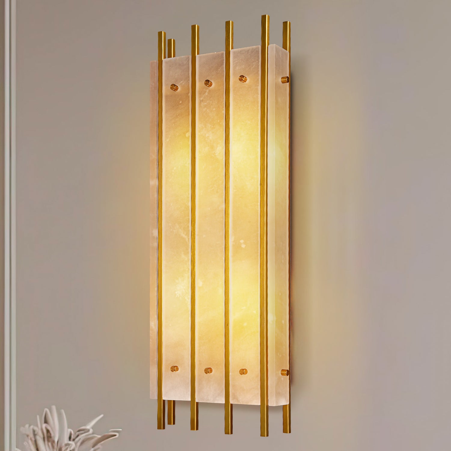 Washboard Marble Panel Wall Sconce