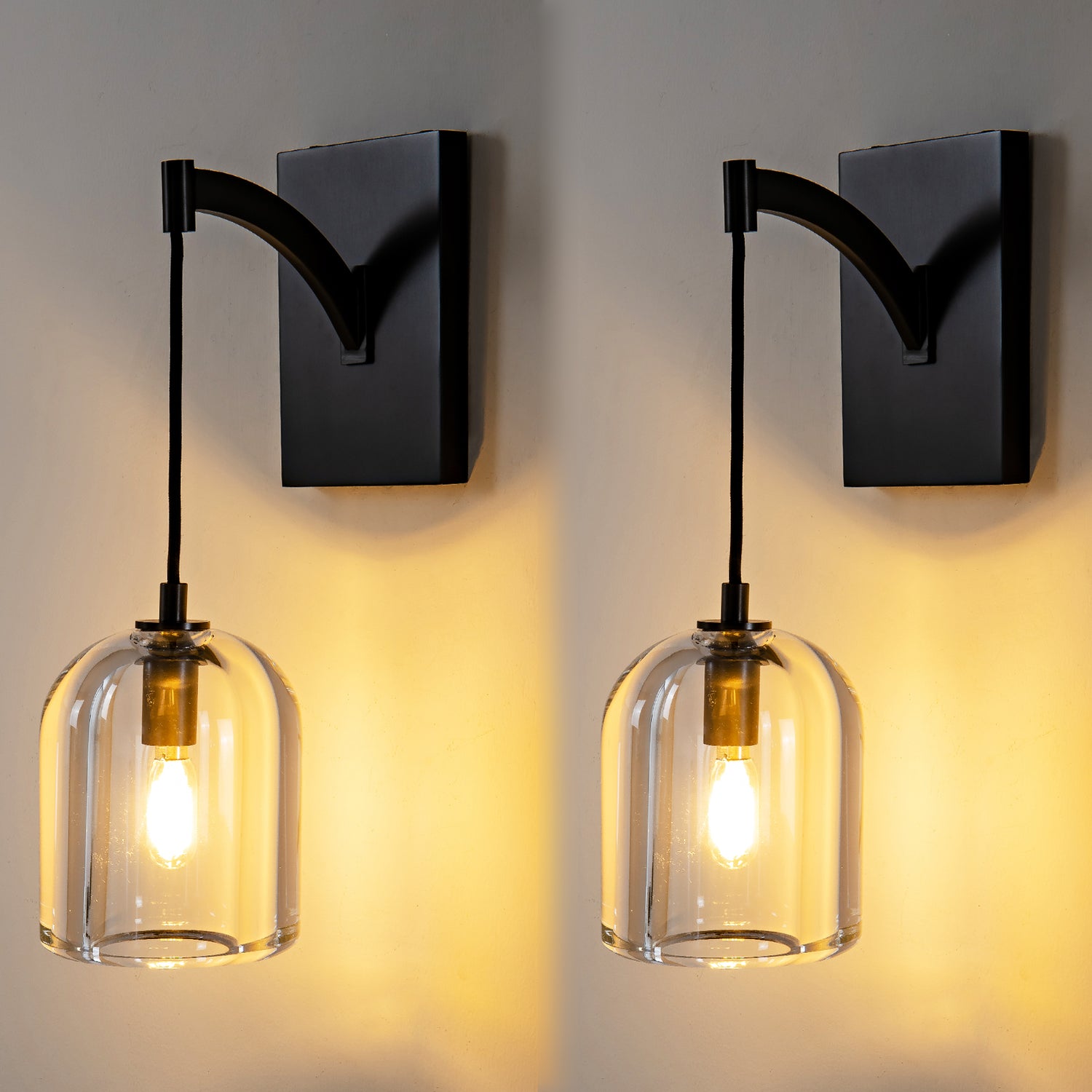 Bell Crystal Wall Sconce Double Pack - Black