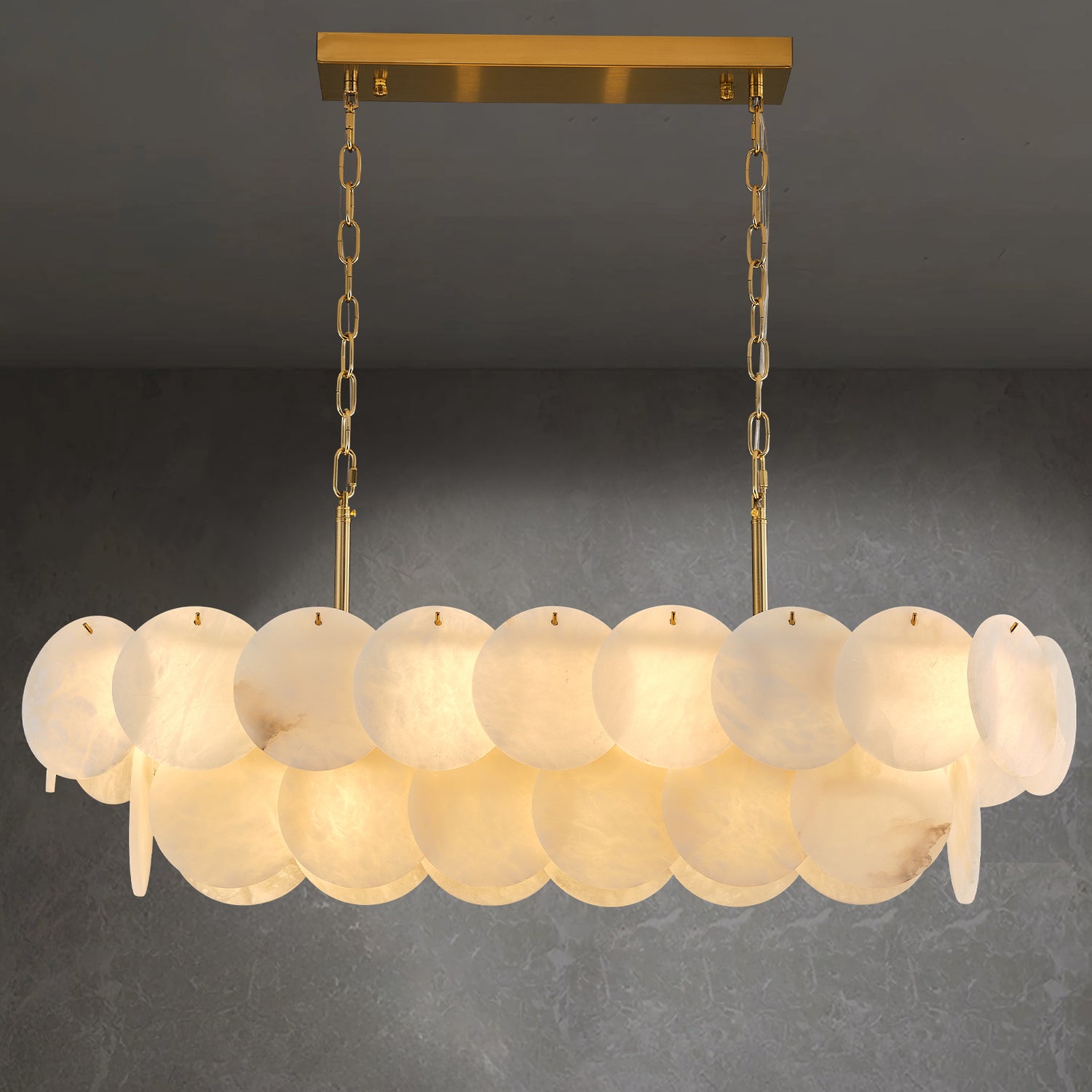 Marble Round Disc Linear Dining Pendant 1000 - Copper