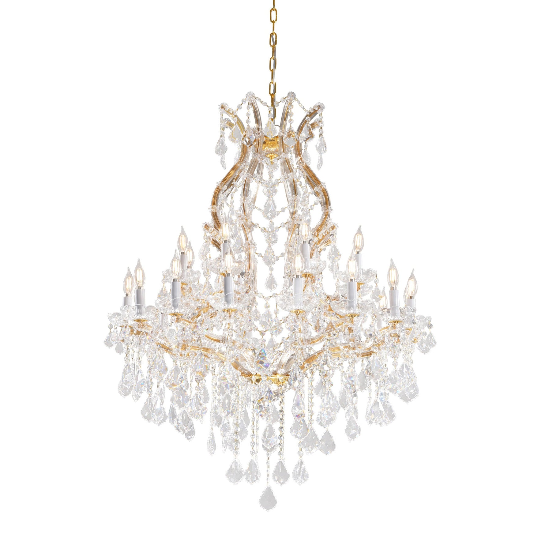 Modern Large Crystal Chandeliers Gold / 24 Light