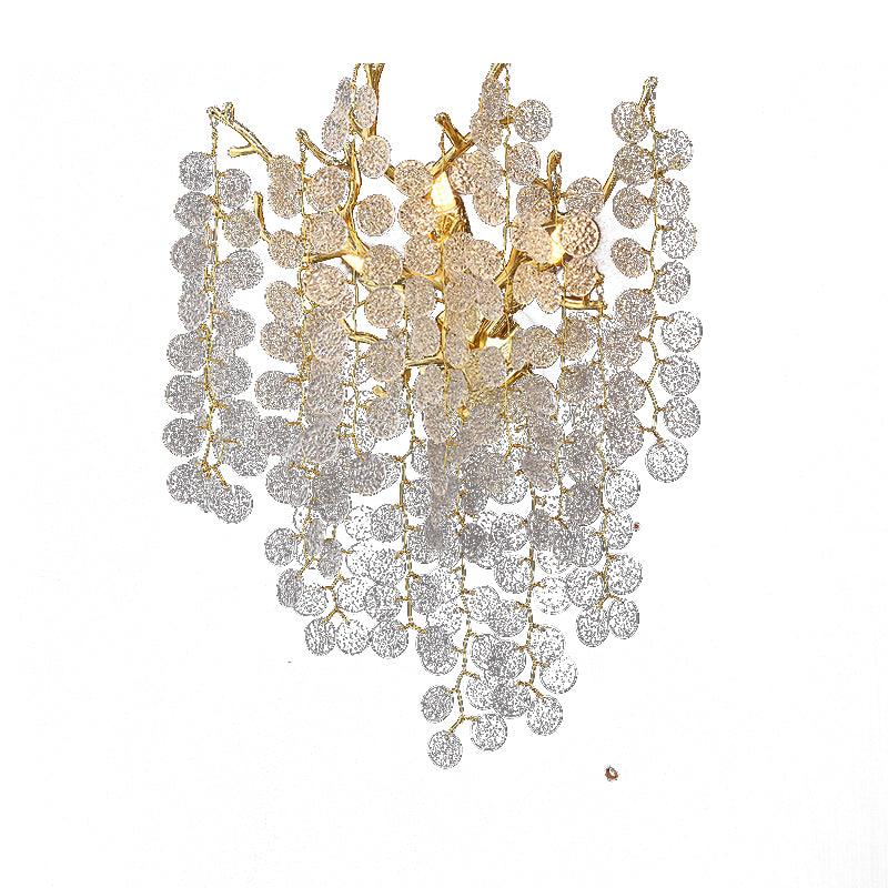 Circe Modern Round Gold Clear Crystal  Wall Sconce For Bedroom