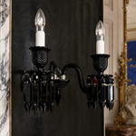 2-Light Black Gothic Candle Faceted Glass Wall Sconce