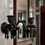 2-Light Black Gothic Candle Faceted Glass Wall Sconce