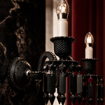 2-Light Black Gothic Candle Faceted Glass Wall Sconce