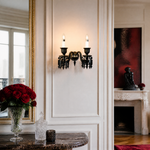 2-Light Black Gothic Candle Faceted Glass Wall Sconce