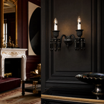 2-Light Black Gothic Candle Faceted Glass Wall Sconce