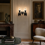 2-Light Black Gothic Candle Faceted Glass Wall Sconce