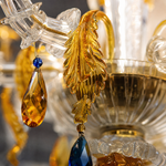 2-Light Blue and Amber Floral Crystal Wall Sconce
