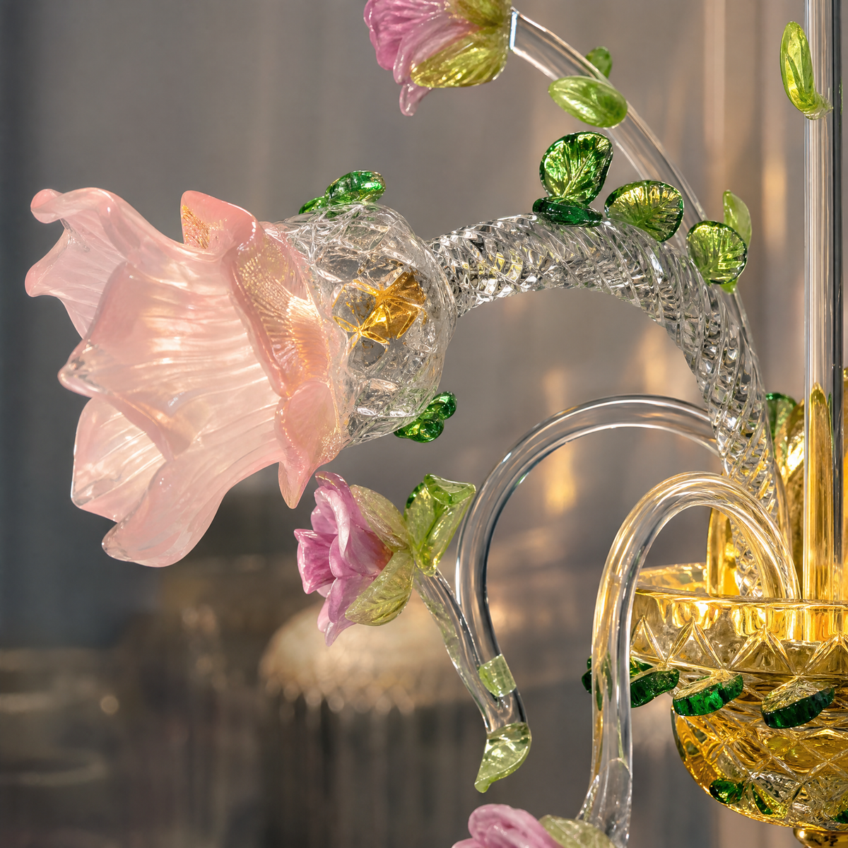 2-Light Pink And Purple Glass Roses Wall Sconce
