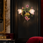 2-Light Pink And Purple Glass Roses Wall Sconce