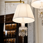 2-Light Pleated Fabric Crystal Tassel Chandelier