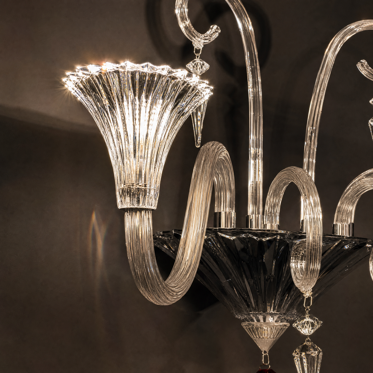 2-Light Ribbed Floral Glass Wall Sconce