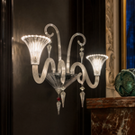 2-Light Ribbed Floral Glass Wall Sconce